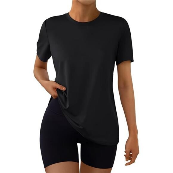 Women's Workout Tops Short Sleeve Gym Shirts Summer Athletic Yoga - Picture 6 of 6
